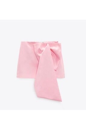 Zara Light Pink Satin Mini Skirt with Front Tie